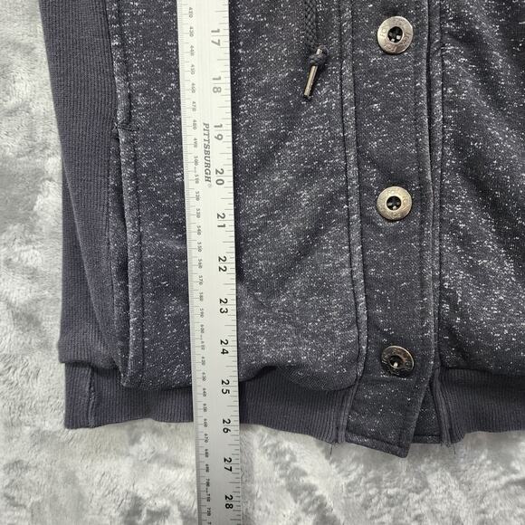 Vintage Fox Racing Jacket Women L Black Speckled Knit Button Front Hooded Casual - Picture 12 of 13